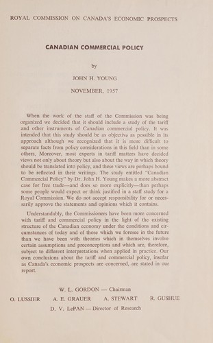 Cover for Canadian commercial policy