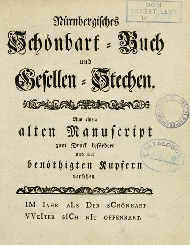 Cover for Nürnbergisches Schönbart-Buch und Gesellenstechen