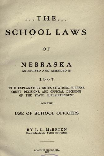 Cover for The school laws of Nebraska