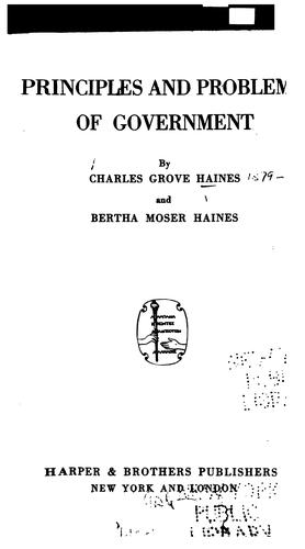 Cover for Principles and problems of government
