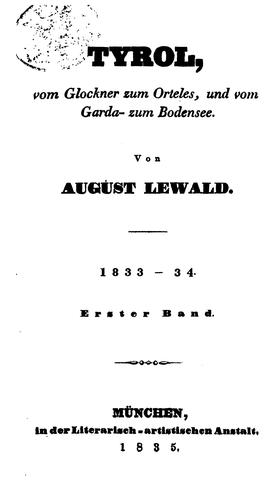 Cover for Tyrol: Vom Glockner zum Orteles, und vom Garda- zum Bodensee. 1833-34