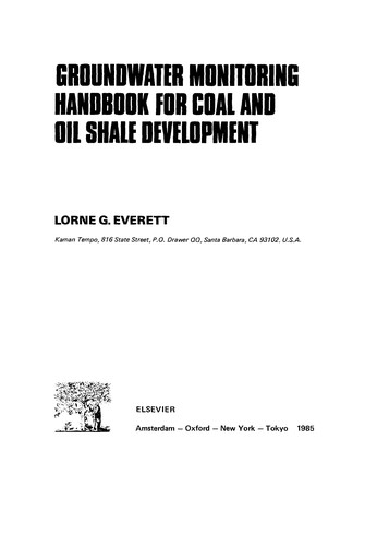 Cover for Groundwater monitoring handbook for coal and oil shale development