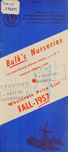 Cover for Wholesale price list, fall-1957