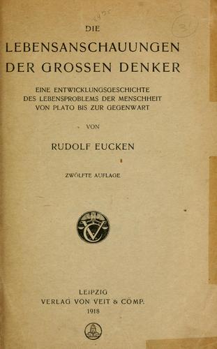 Cover for Die Lebensanschauungen der grossen Denker