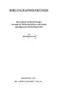 Cover for Bibliographienkunde