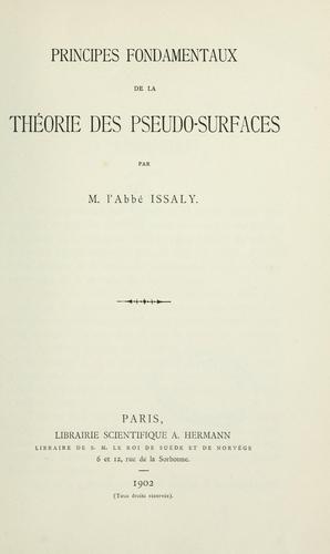 Cover for Principes fondamentaux de la théorie des pseudo-surfaces