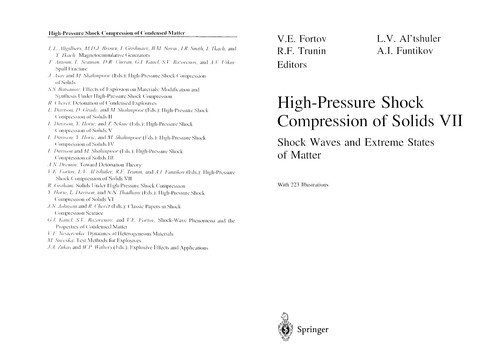 Cover for High-pressure shock compression of solids VII