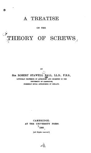 Cover for A treatise on the theory of screws