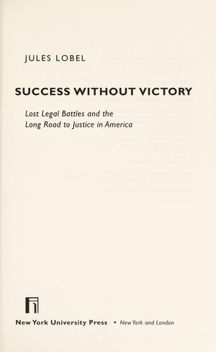 Cover for Success without victory
