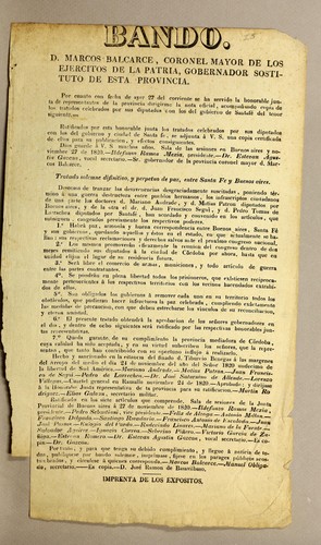 Cover for Bando. D. Marcos Balcarce, coronel mayor de los ejercitos de la patria, gobernador sostituto de esta provincia