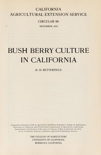 Cover for Bush berry culture in California