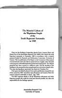 Cover for The material culture of the Wapishana people of the South Rupununi savannahs in 1989