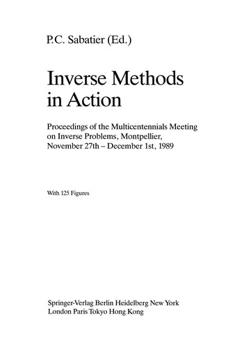 Cover for Inverse Methods in Action