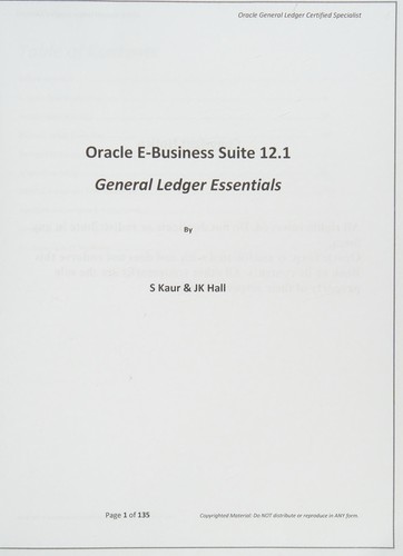Cover for Oracle e-business suite 12.1 general ledger essentials