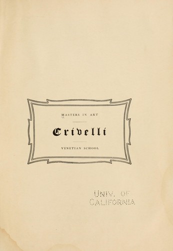 Cover for Crivelli.