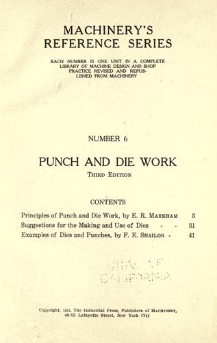 Cover for Punch and die work.