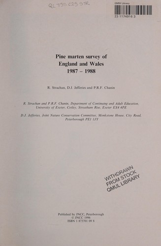 Cover for Pine Marten Survey of England and Wales 1987-1988