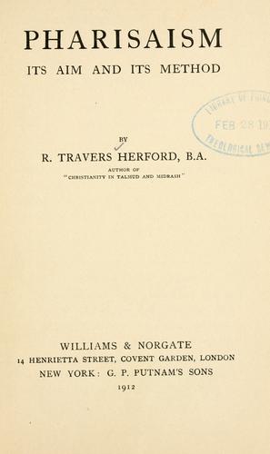 Cover for Pharisaism, its aim and its method