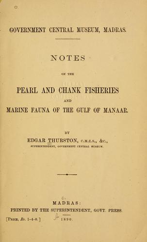 Cover for Notes on the pearl and chank fisheries and marine fauna of the Gulf of Manaar