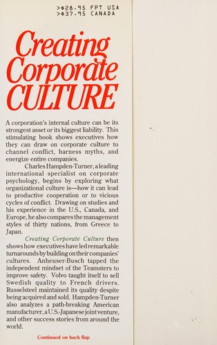 Cover for Creating corporate culture