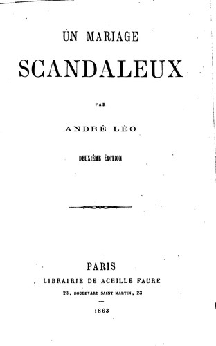 Cover for Un mariage scandaleux
