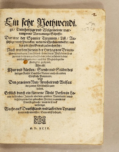 Cover for Ein sehr nothwendige, trewhertzige vnd wolgemeinte Warnung vnnd Vermanungs Schrifft