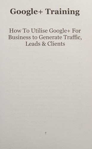 Cover for Google+ Training