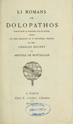 Cover for Li romans de Dolopathos