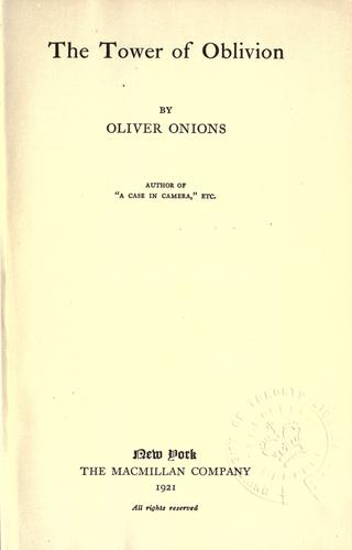 Cover for The tower of oblivion.