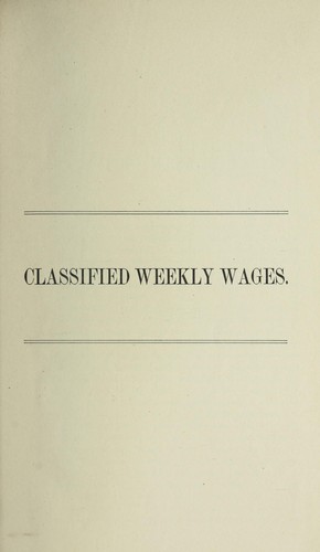 Cover for Classified weekly wages