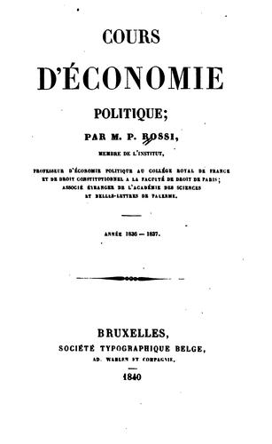 Cover for Cours d'économie politique