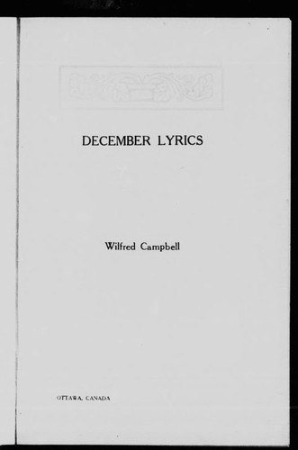 Cover for December lyrics[microform]