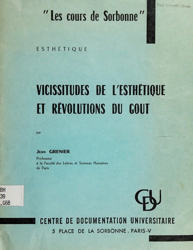 Cover for Vicissitudes de l'esthétique et révolutions du goût--