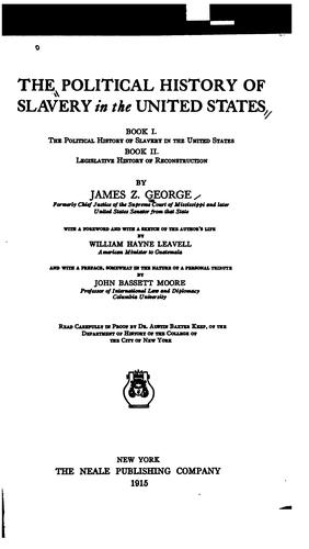 Cover for The political history of slavery in the United States
