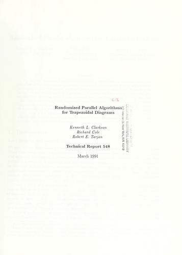 Cover for Randomized parallel algorithms for trapezoidal diagrams.