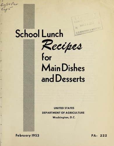 Cover for Additional school lunch recipes