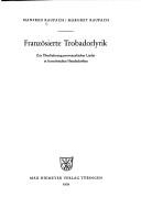Cover for Französierte Trobadorlyrik