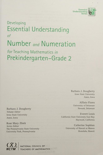 Cover for Developing essential understanding of number and numeration for teaching mathematics in prekindergarten--grade 2