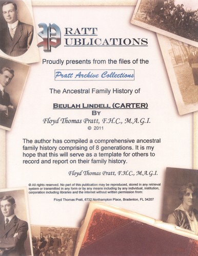 Cover for Beulah Lindell (CARTER) Smith Swartz and her Ancestral Family History