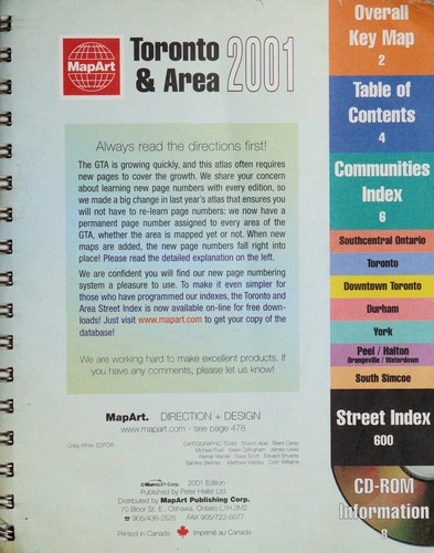Cover for Toronto & area 2001