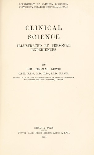 Cover for Clinical science