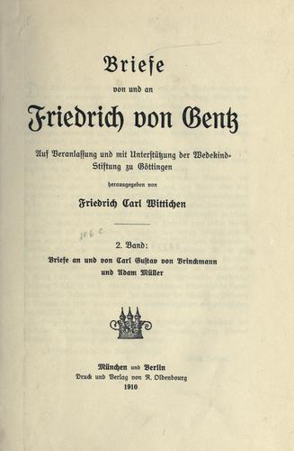 Cover for Briefe von und an Friedrich von Gentz