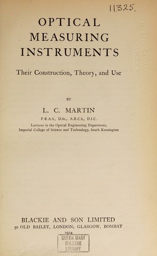 Cover for Optical measuring instruments, their construction, theory, and use