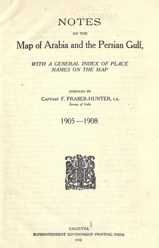 Cover for Notes on the map of Arabia and the Persian Gulf