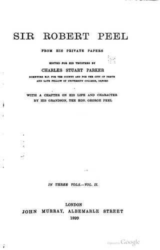 Cover for Sir Robert Peel.