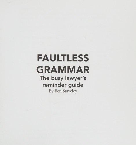 Cover for Faultless Grammar