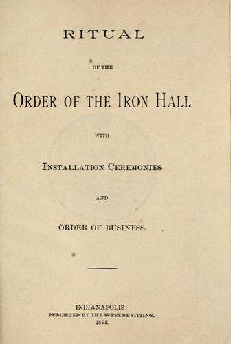 Cover for Ritual of the order of the Iron Hall