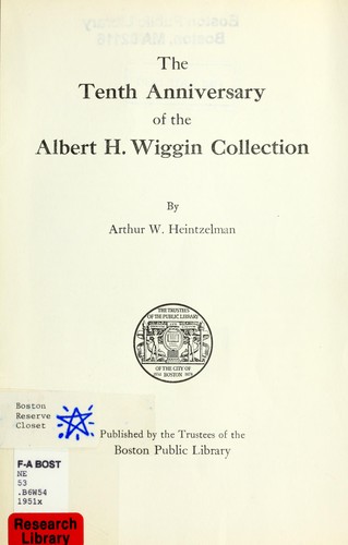 Cover for The tenth anniversary of the Albert H. Wiggin Collection