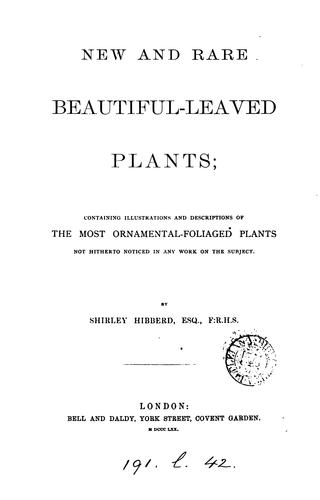 Cover for New and rare beautiful-leaved plants