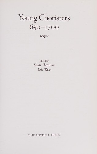 Cover for Young choristers, 650-1700